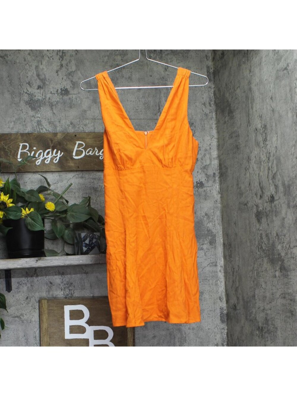 Bar III Womens Mini Linen Blend Dress Lined Bright Orange S
